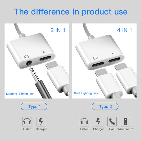 2 in 1 Audio Charge Adapter For iPhone