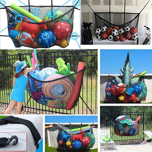 Large Swimming Pool Storage Bag Foldable Hanging Heavy-Duty Mesh Bag