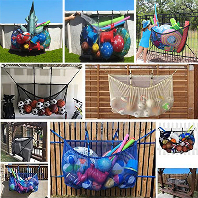 Large Swimming Pool Storage Bag Foldable Hanging Heavy-Duty Mesh Bag