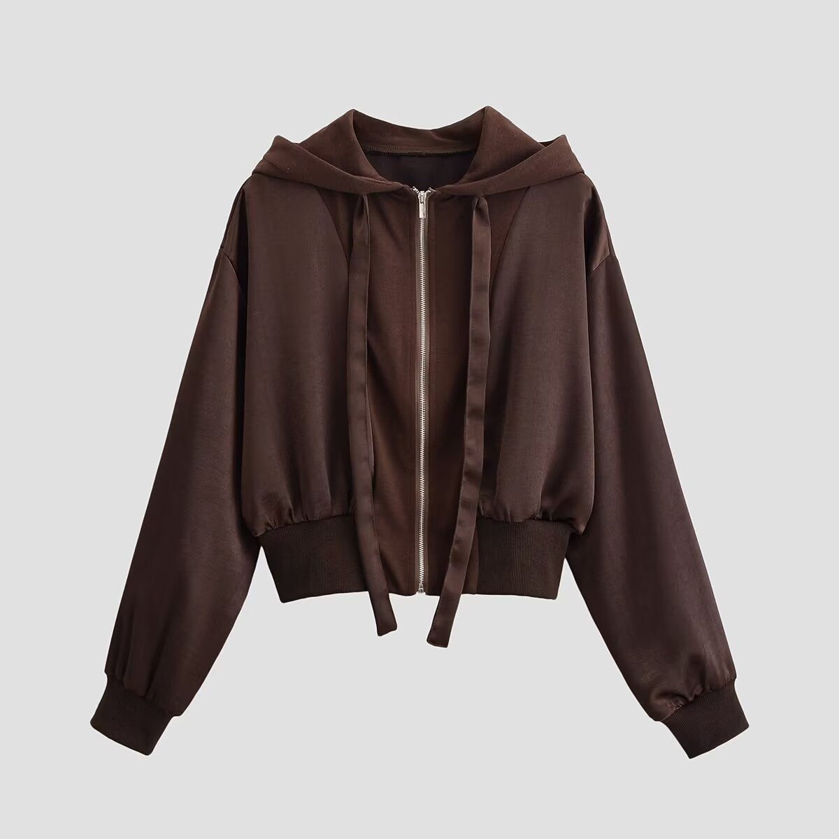 Short Hooded Drawstring Jacket