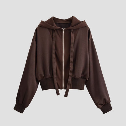 Short Hooded Drawstring Jacket