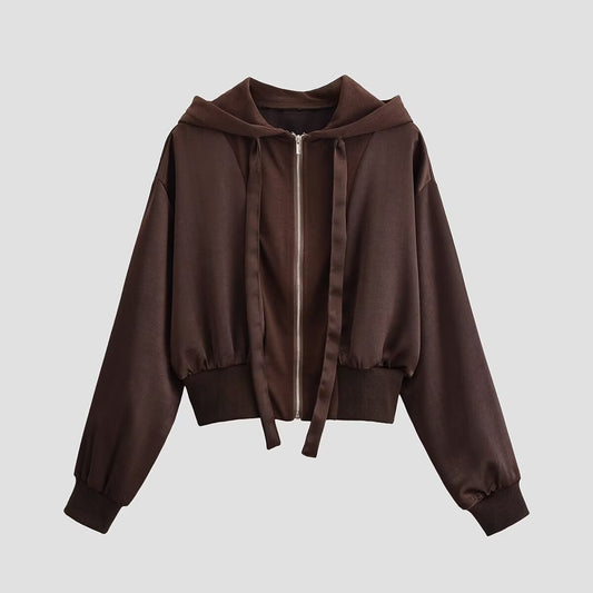 Short Hooded Drawstring Jacket