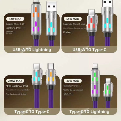 Colorful LED Silicone 4-in-1 Charging Cable