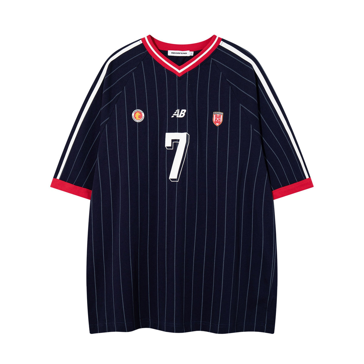 Striped 7 football jersey short sleeved