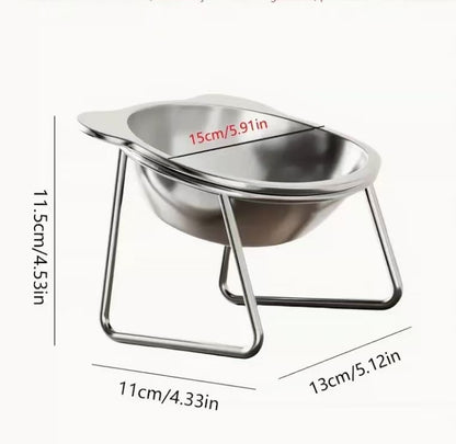 Stainless Steel Pet Feeding Bowl with Elevated Sloped