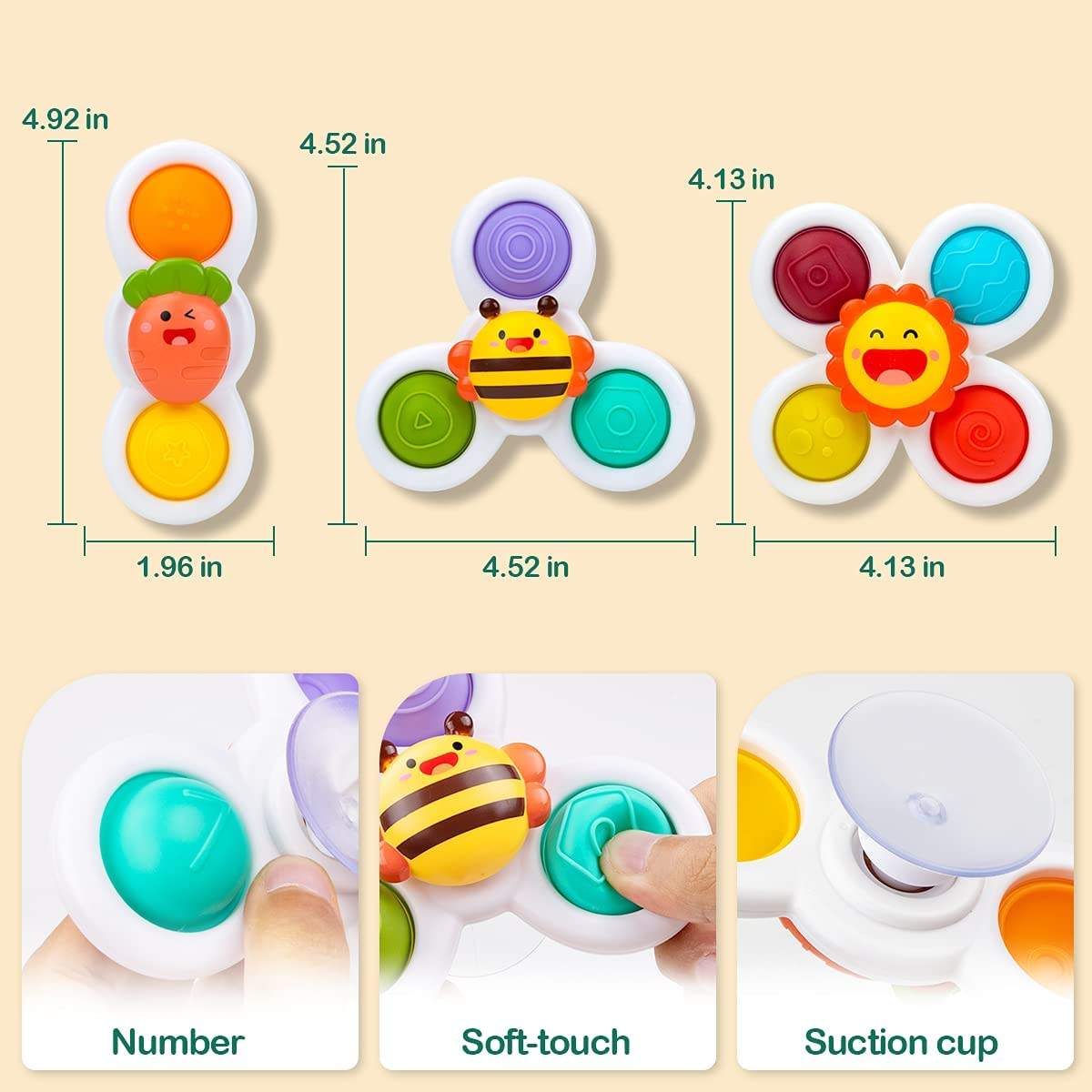 Baby Rotating Cartoon Toy W/Suction Cup