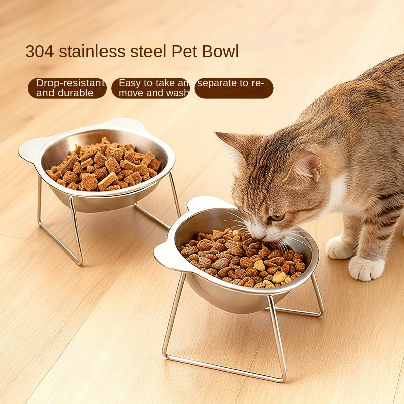 Stainless Steel Pet Feeding Bowl with Elevated Sloped