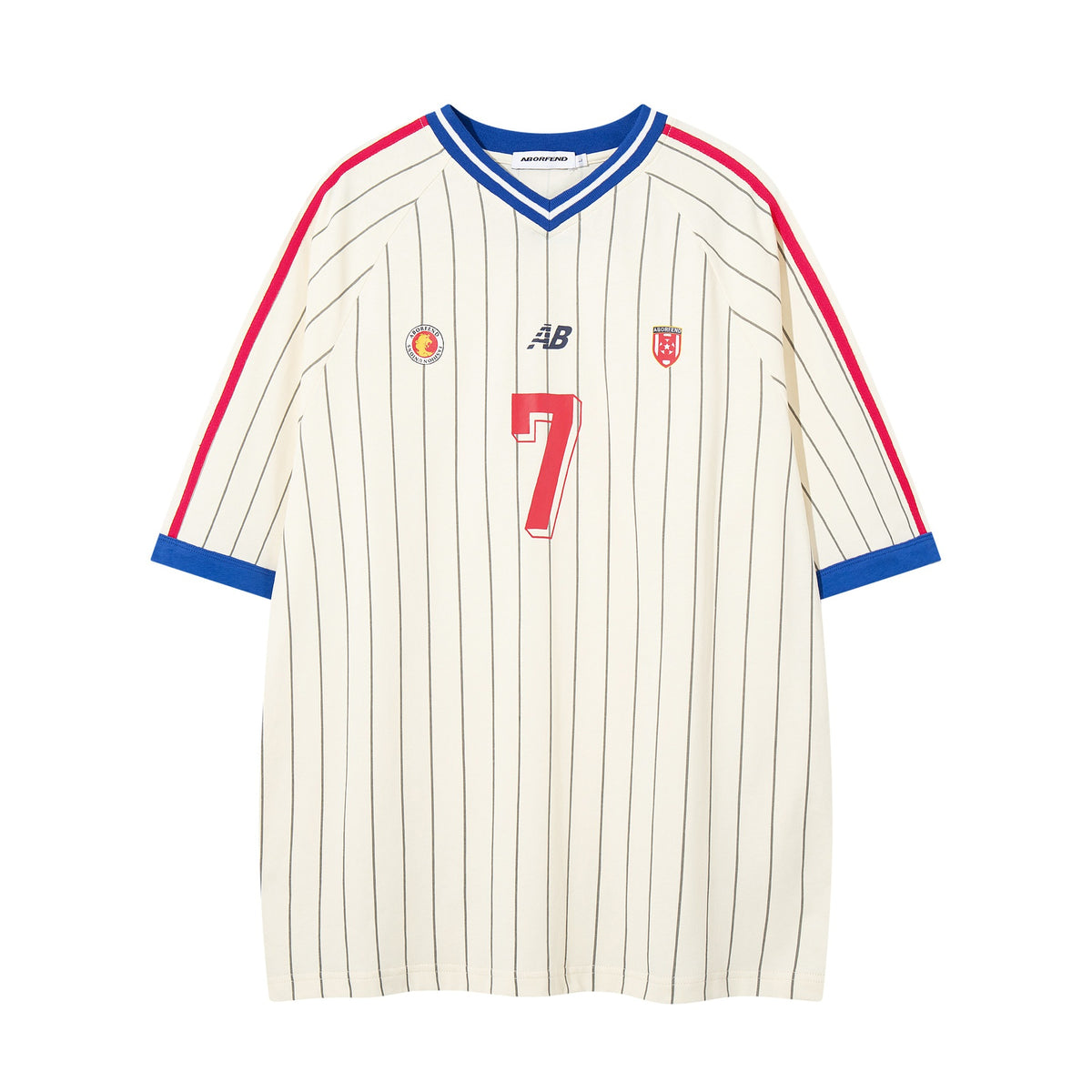 Striped 7 football jersey short sleeved