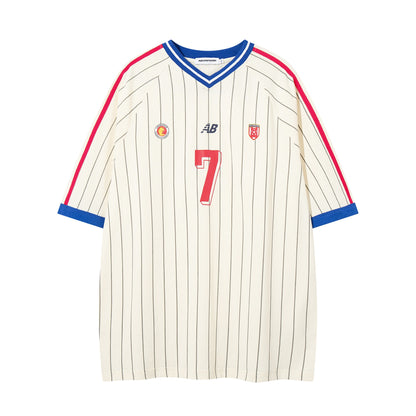 Striped 7 football jersey short sleeved