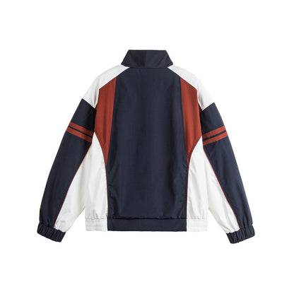 Retro Biker Color-Blocking Casual Sport Jacket