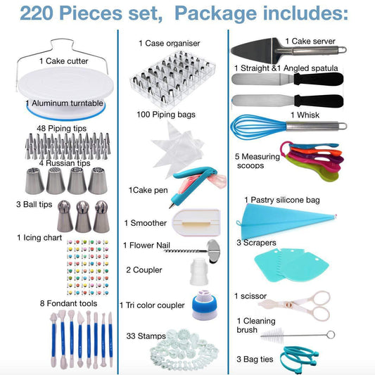 220-Piece Cake Decorating Turntable Set