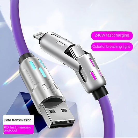 Colorful LED Silicone 4-in-1 Charging Cable