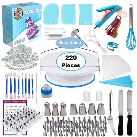 220-Piece Cake Decorating Turntable Set