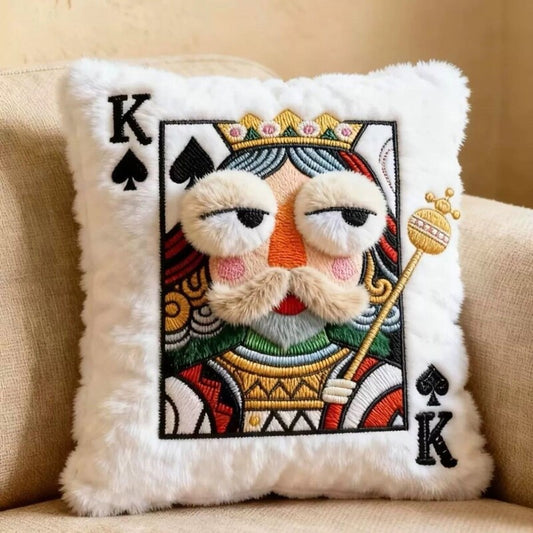 Playing Card Cartoon Embroidered Square Pillow