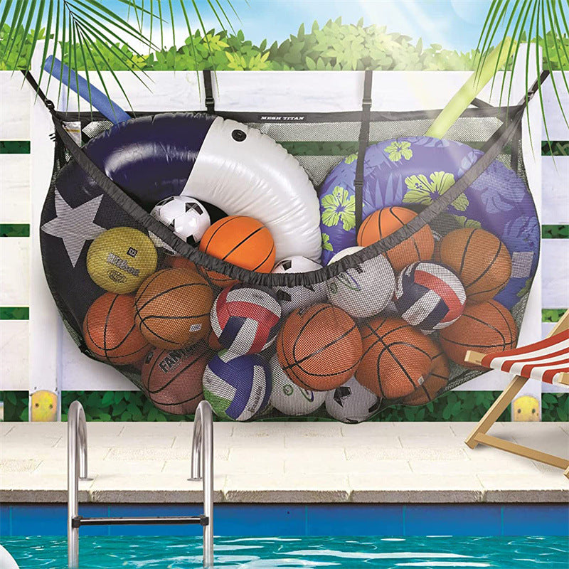 Large Swimming Pool Storage Bag Foldable Hanging Heavy-Duty Mesh Bag