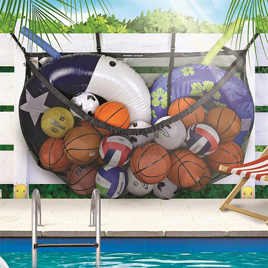 Large Swimming Pool Storage Bag Foldable Hanging Heavy-Duty Mesh Bag