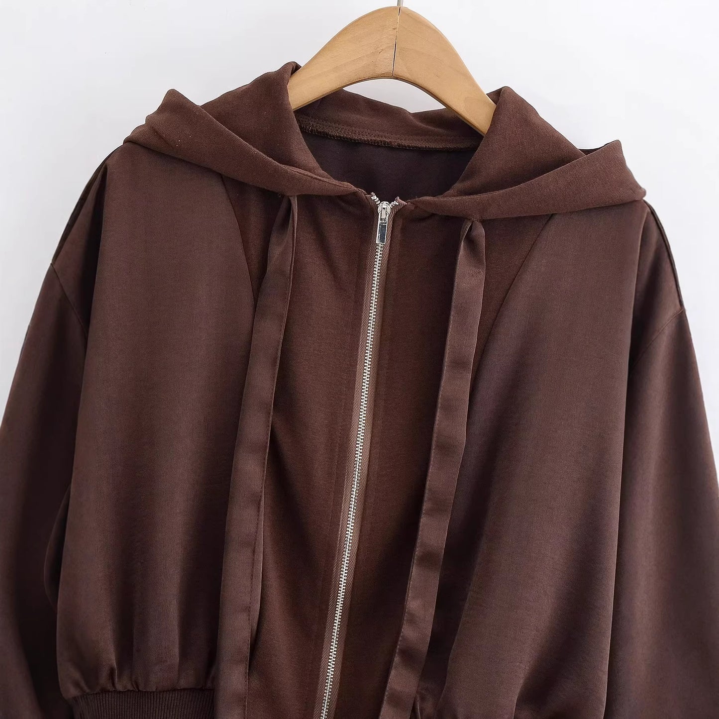 Short Hooded Drawstring Jacket
