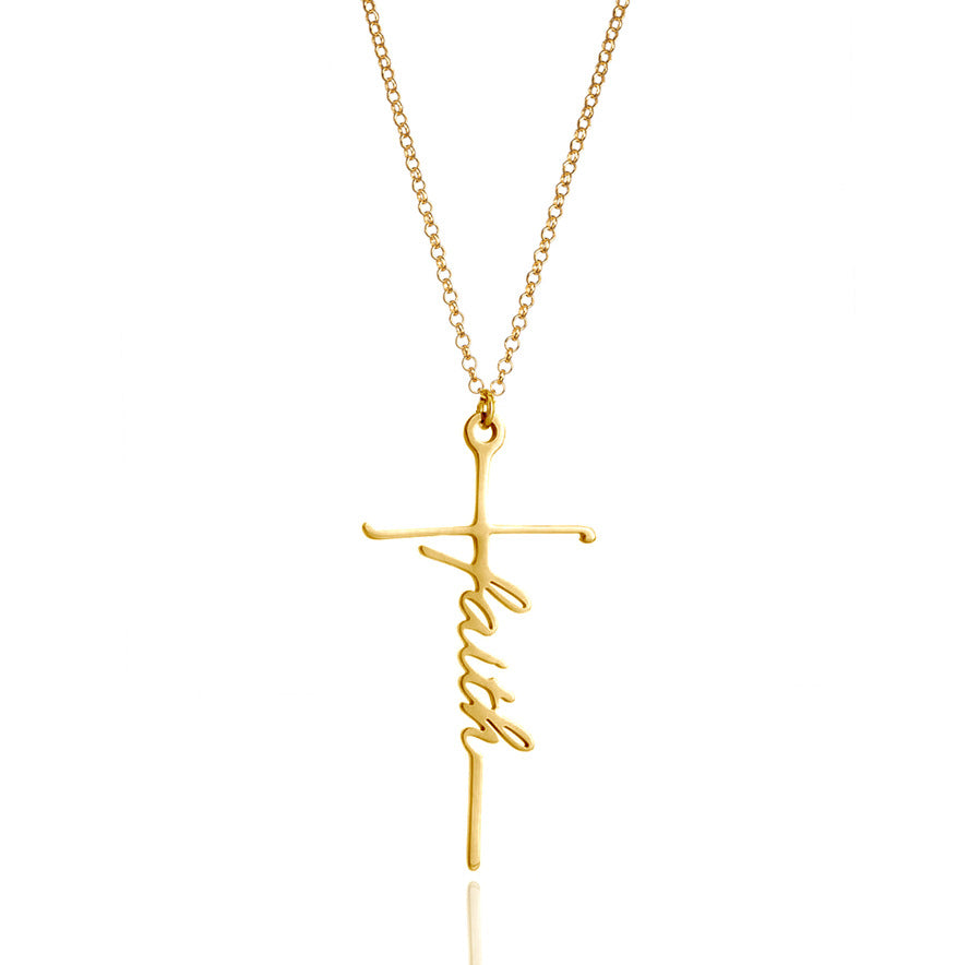 Ins Style Faith Letter Alloy Pendant Women's Choker Necklace
