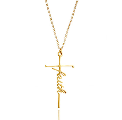 Ins Style Faith Letter Alloy Pendant Women's Choker Necklace