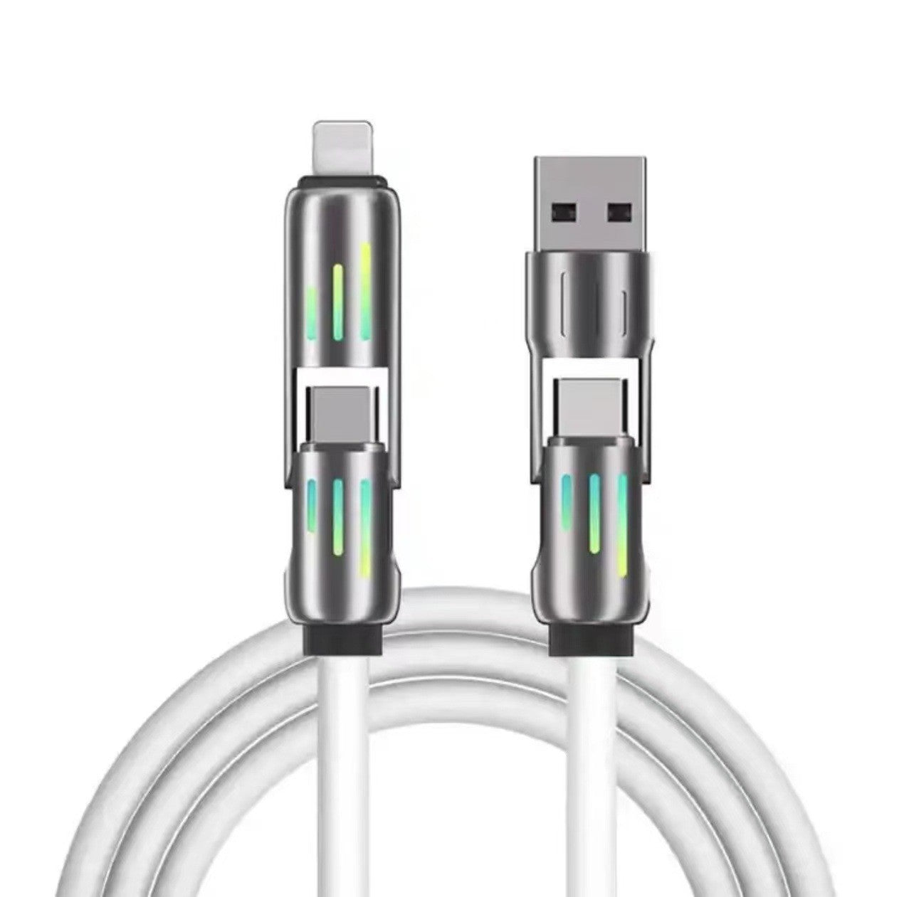 Colorful LED Silicone 4-in-1 Charging Cable