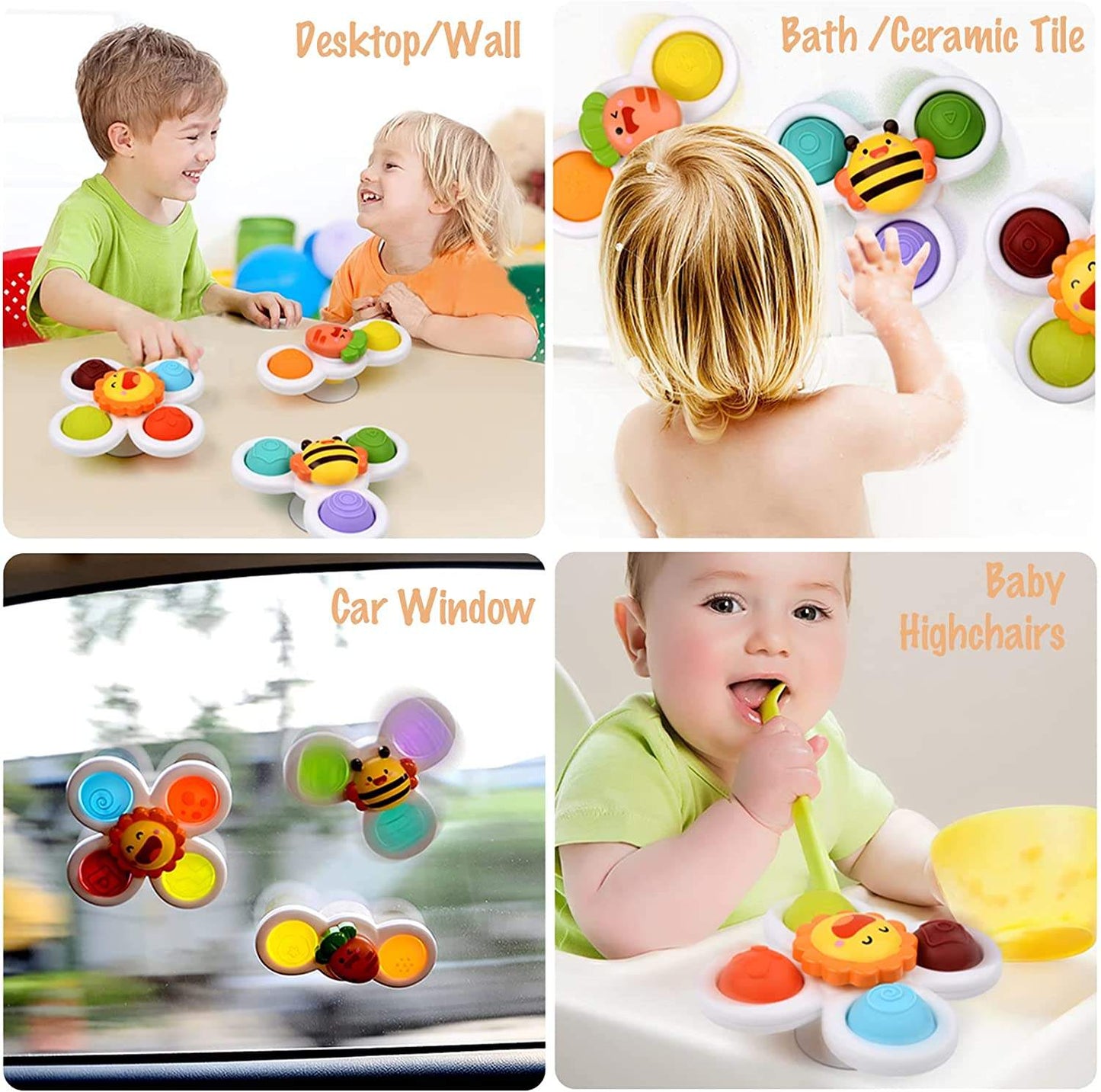 Baby Rotating Cartoon Toy W/Suction Cup