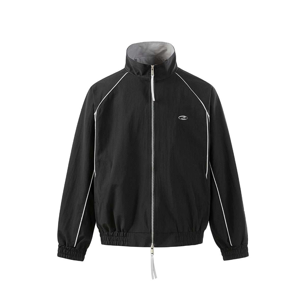 Patchwork Double-Zip Stand Collar Sport Casual Jacket