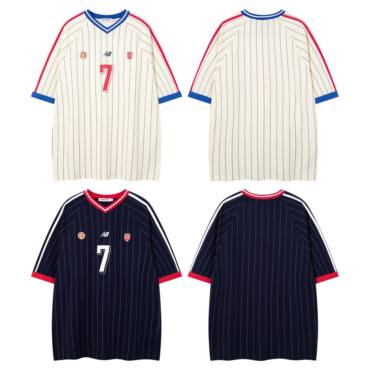 Striped 7 football jersey short sleeved