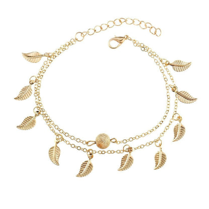 Tassel small leaf foot jewelry