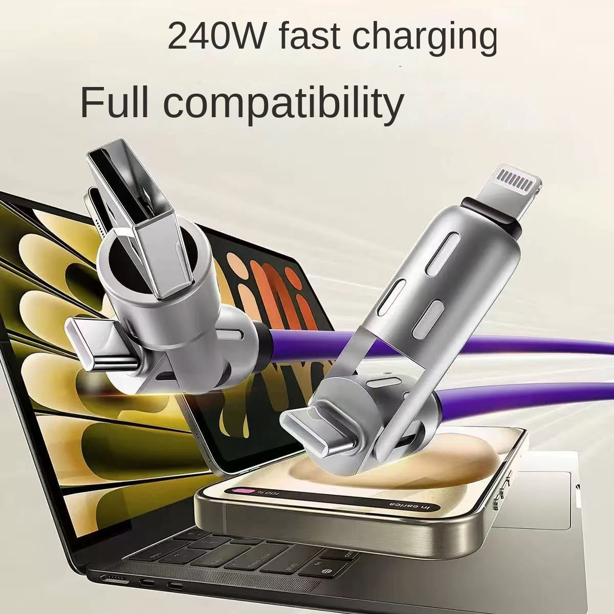 Colorful LED Silicone 4-in-1 Charging Cable