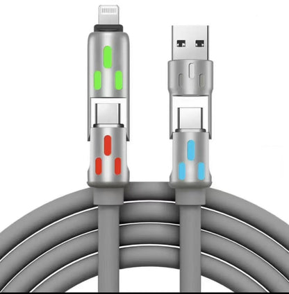 Colorful LED Silicone 4-in-1 Charging Cable