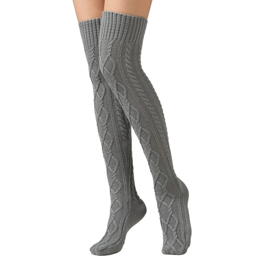 Knitted knee over foot warm leg socks