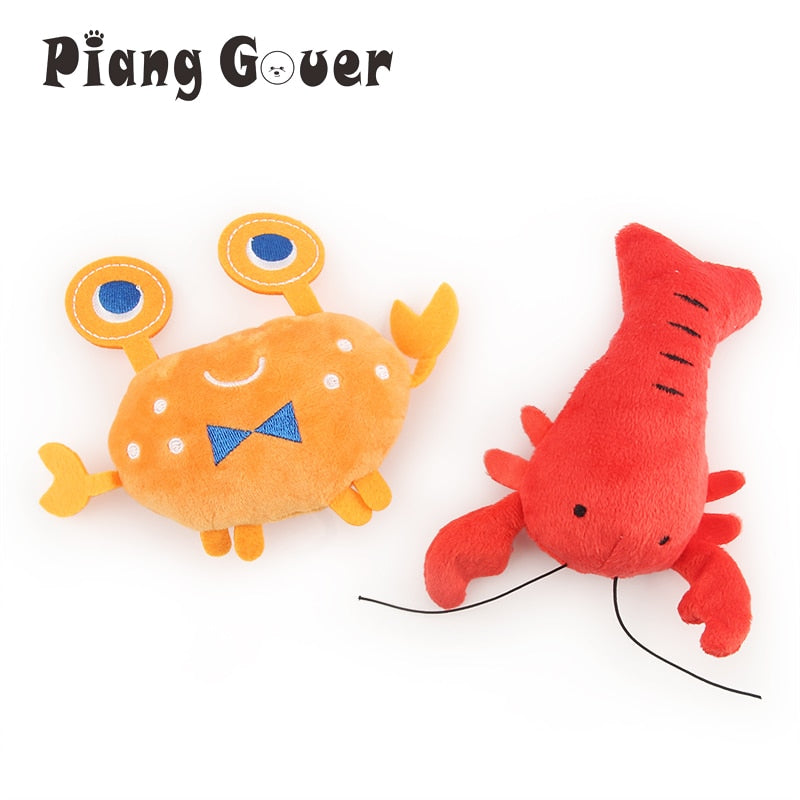 2PCS Lobster Plush Squeaky Toy