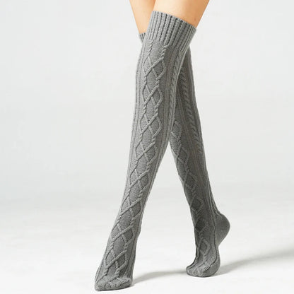 Knitted knee over foot warm leg socks