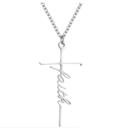 Ins Style Faith Letter Alloy Pendant Women's Choker Necklace