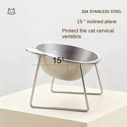 Stainless Steel Pet Feeding Bowl with Elevated Sloped