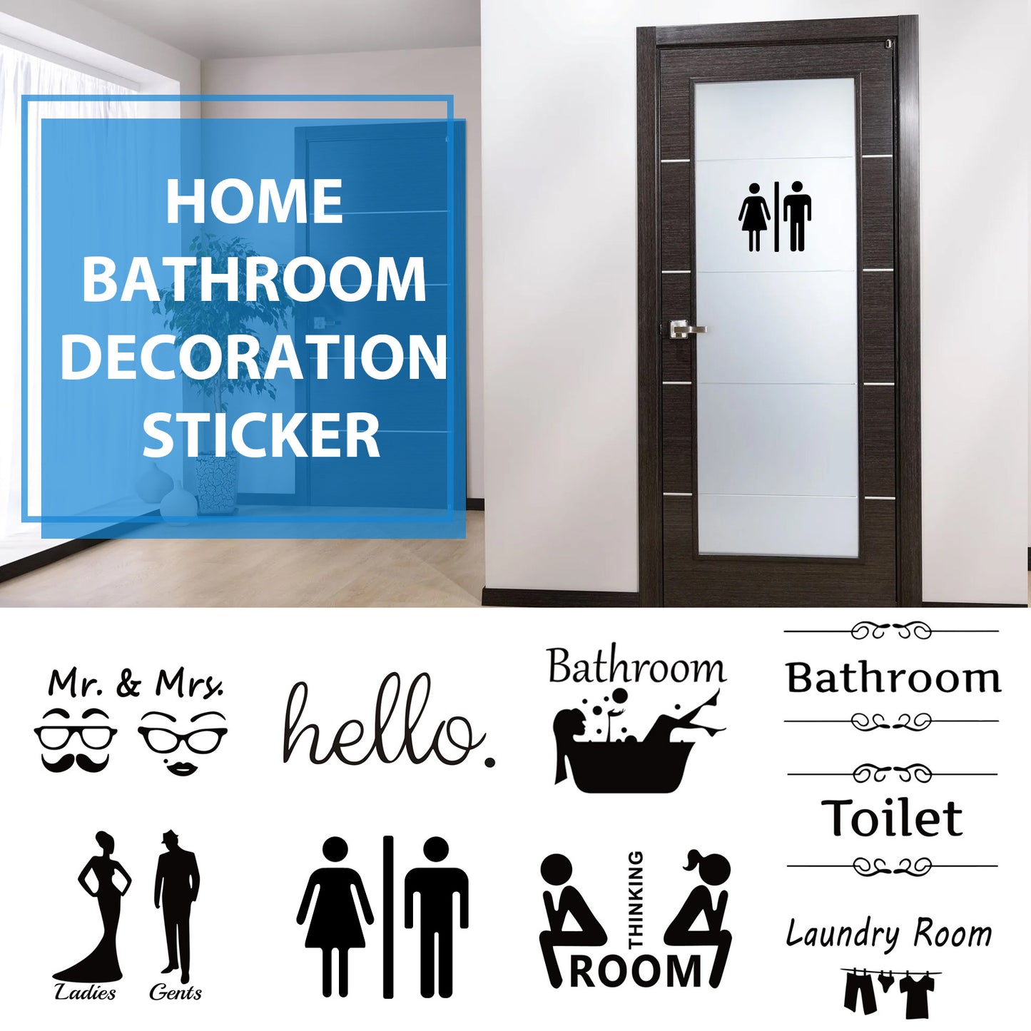 Home Bathroom Decor Wall Stickers Art