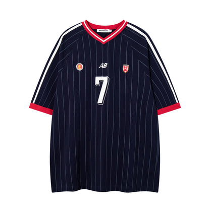 Striped 7 football jersey short sleeved