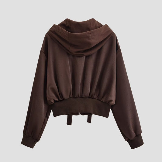 Short Hooded Drawstring Jacket